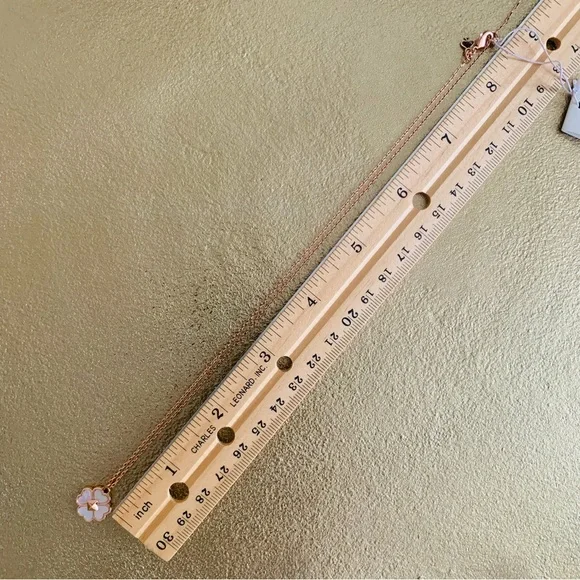 Kate Spade Rose Gold Flower Pendant Necklace Cream Enamel Spade Logo NWT Gift - Picture 11 of 16